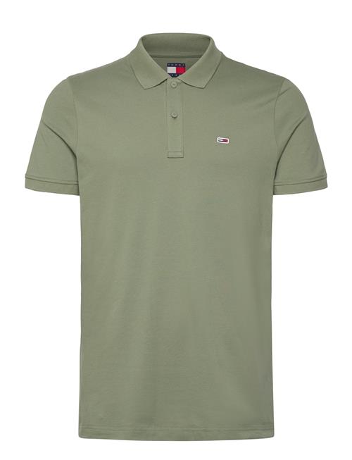 Se Tjm Slim Placket Polo Ext Tommy Jeans Green ved Booztlet