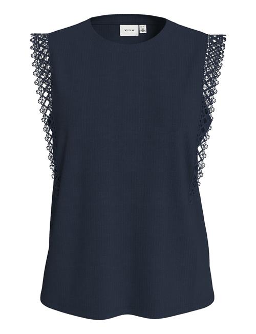 Viotessa O-Neck Cap Sleeve Top Vila Navy