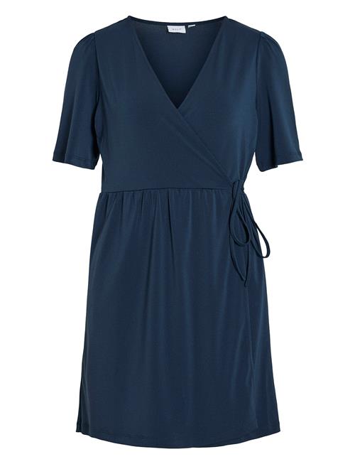 Se Vinayeli S/S Short Wrap Dress - Noos Vila Navy ved Booztlet