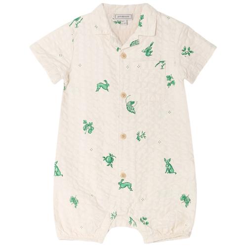 garbo&friends Seersucker Onesie Azulejos Emerald | Hvid | 86/92 cm