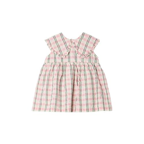 garbo&friends Seersucker Romper-kjole Check Carnation | Lyserød | 62/68 cm