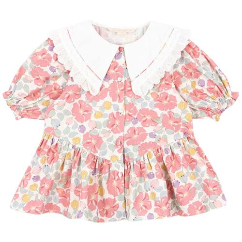 Konges Sløjd GOTS Coeur Bluse Med Krave Fleur Anglaise | Rød | 18 months