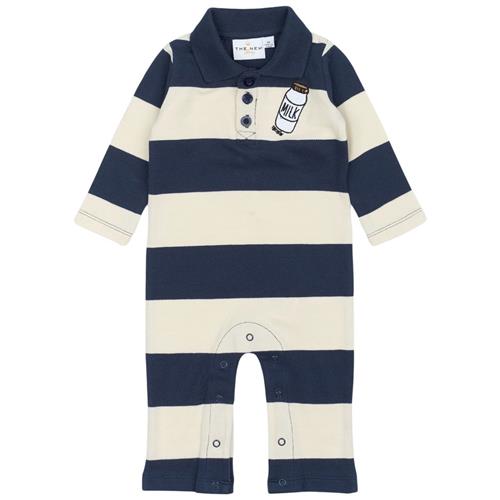 The New Siblings GOTS Noah Pique Jumpsuit Mood Indigo Striped | Marine blå | 62 cm