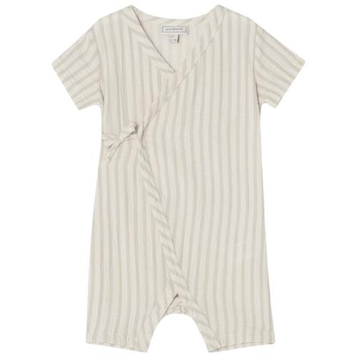 garbo&friends Muslin Onesie Stripe Pebble | Hvid | 74/80 cm