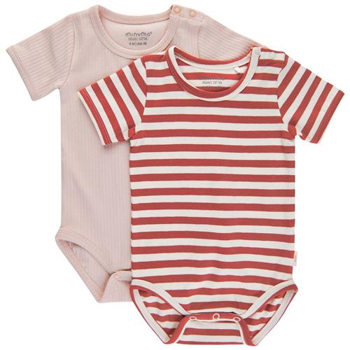Minymo 2-pak Kortærmet Baby Body Canyon Rose 50 cm  Beige  50 cm  Unisex