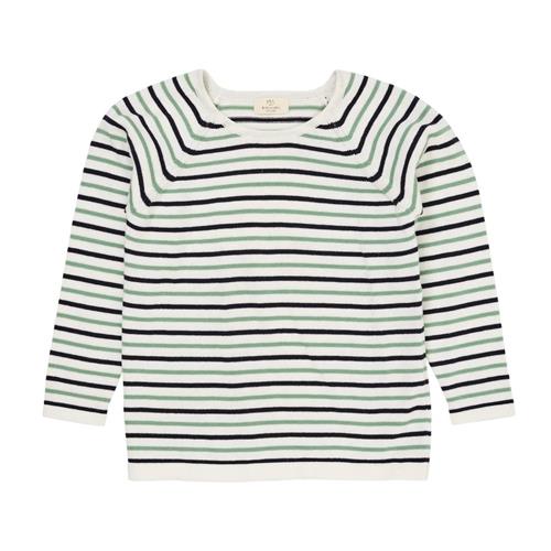 Copenhagen Colors GOTS Tynd Strikket Sweater Cream Navy Green 122 cm  Beige  122 cm  Unisex