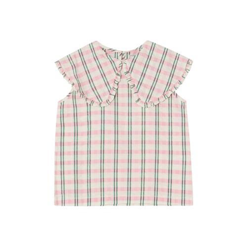 garbo&friends Seersucker-bluse Check Carnation | Lyserød | 86/92 cm