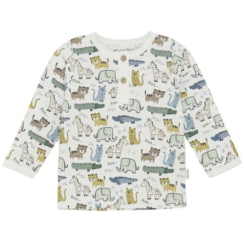 Minymo GOTS Langærmet T-shirt Aop Marshmallow White 92 cm  Hvid  92 cm  mand