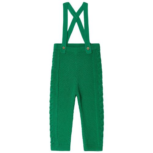 garbo&friends Kabelstrikkede Bukser Med Seler Emerald Green 74/80 cm  Grøn  74/80 cm  Unisex