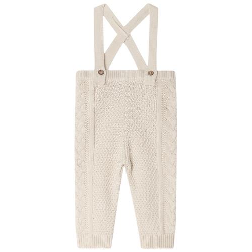 garbo&friends Kabelstrikkede Bukser Med Seler Ecru 62/68 cm  Beige  62/68 cm  Unisex