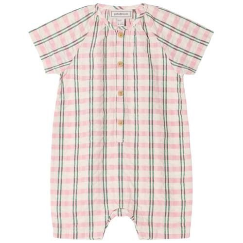 garbo&friends Seersucker Onesie Check Carnation 50/56 cm  Lyserød  50/56 cm  Unisex