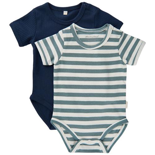 Minymo 2-pak Kortærmet Baby Body Goblin Blue 62 cm  Blå  62 cm  Unisex