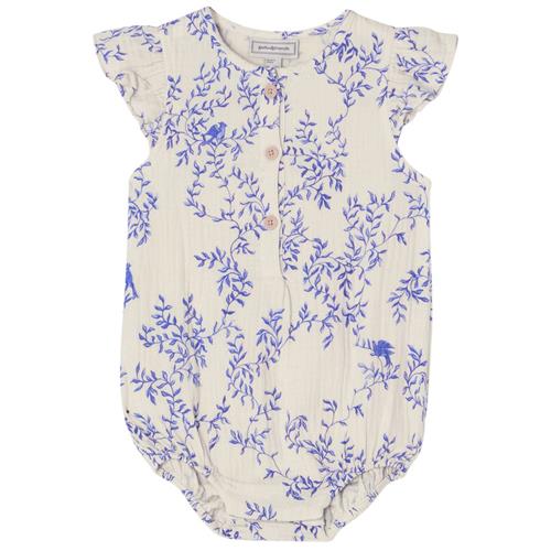 garbo&friends Muslin Frill Romper Jardim | Blå | 62/68 cm