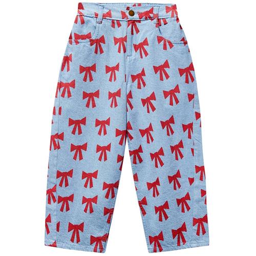 Wynken Square Pocket Jeans Setting Sun Bows 4 Y  Blå  4 år  Unisex