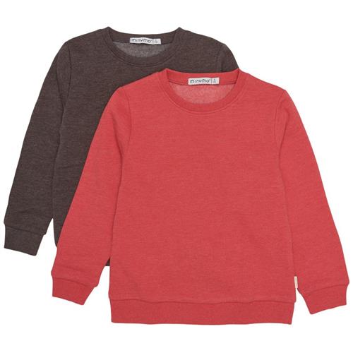 Minymo 2-pak Sweatshirt Tomato Puree 86 cm  Rød  86 cm  Unisex