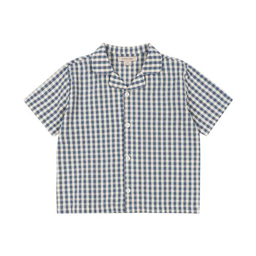 Konges Sløjd GOTS Kim Kortærmet Skjorte Captains Blue Check 12 months  Blå  12 måneder  Unisex