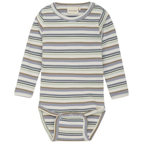 Minymo Ribbet Baby Body Blue Fog 62 cm  Blå  62 cm  mand