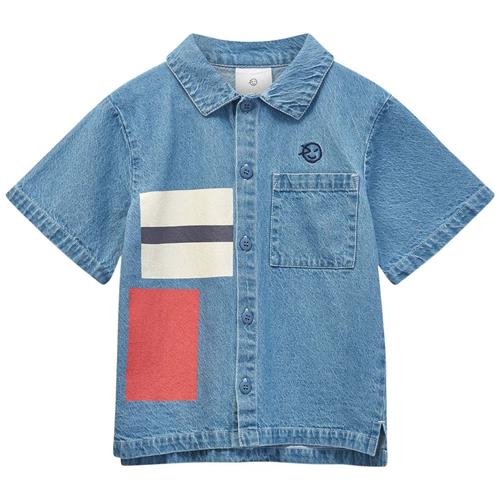 Wynken Kite Block Jeans-skjorte Setting Sun Navy 3 Y  Blå  3 år  Unisex