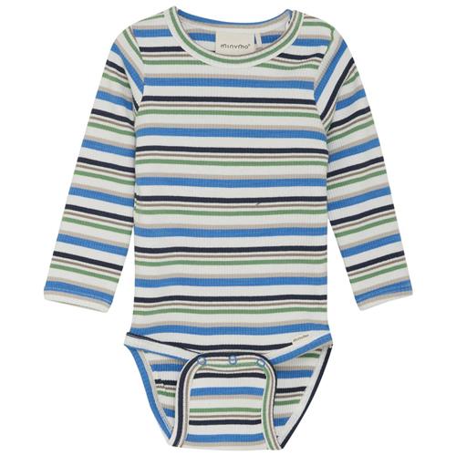 Minymo Ribbet Baby Body Regatta 92 cm  Blå  92 cm  mand