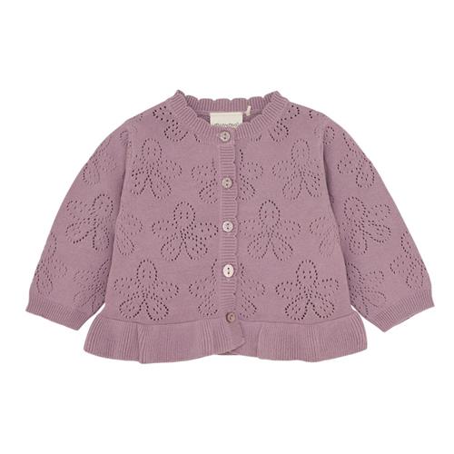 Minymo GOTS Strikket Cardigan Elderberry 92 cm  Lilla  92 cm  kvinde