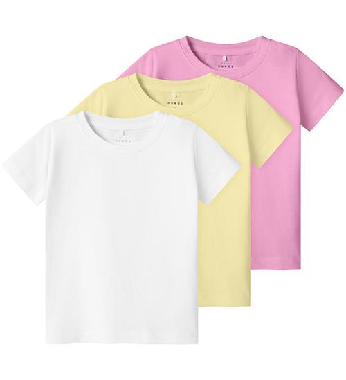 Name It T-shirt - NmfVibbi - 3-pak - Pastel Yellow/Pink Frosting