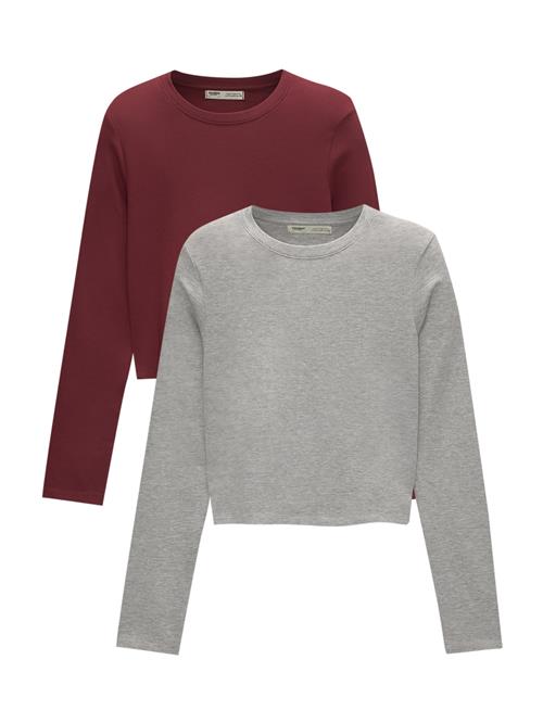 Se Pull&Bear Shirts  grå / bordeaux ved About You