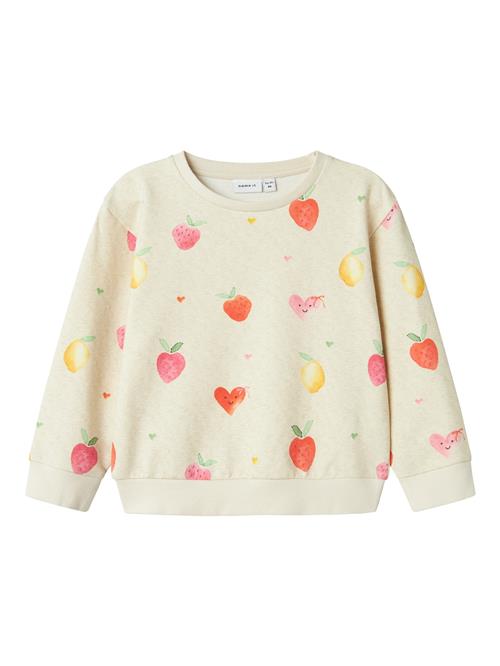 NAME IT Sweatshirt 'NMFFOLINA'  creme / græsgrøn / pitaya / brandrød