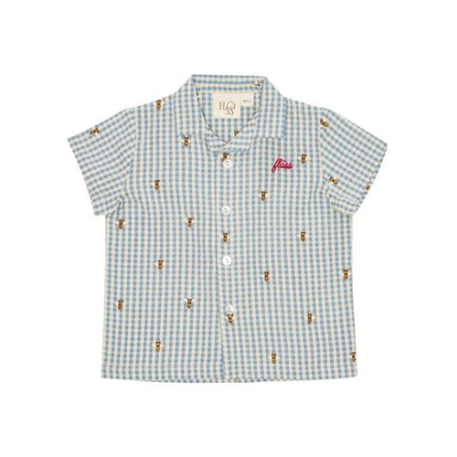Flöss Oliver Kortærmet Skjorte Bee Gingham 86 cm  Blå  86 cm  Unisex
