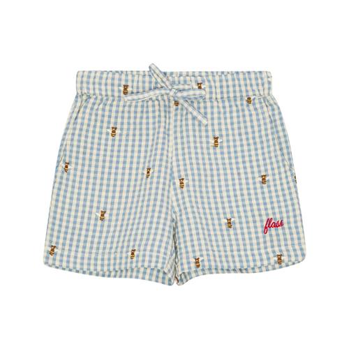 Flöss Oliver Shorts Bee Gingham | Blå | 110 cm