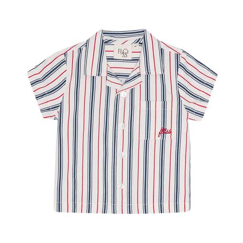 Se Flöss Miles Kortærmet Skjorte Red/blue Stripes | Blå | 80 cm ved Babyshop