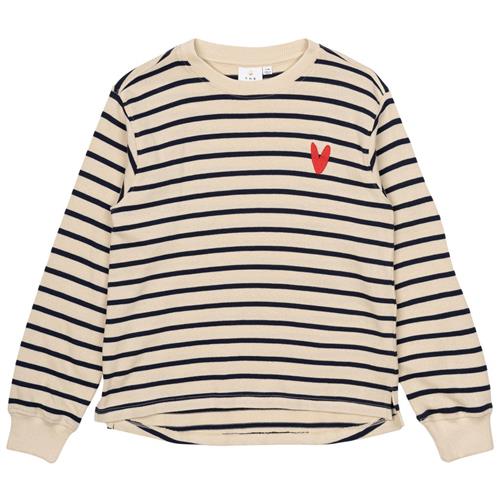 The New GOTS Nil Sweatshirt Mood Indigo Striped 5-6 Y  Marineblå  5-6 år  kvinde
