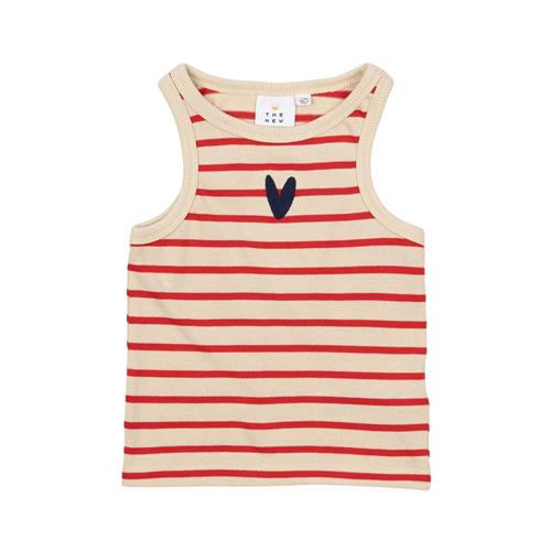 The New GOTS Nil Kort Top Poppy Red Striped 9-10 Y  Rød  9-10 år  kvinde
