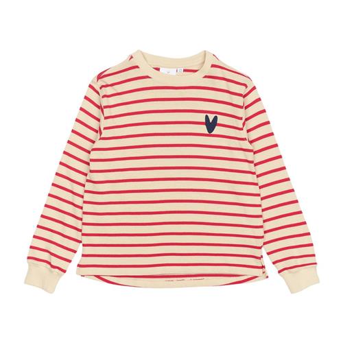 The New GOTS Nil Sweatshirt Poppy Red Striped | Rød | 3-4 years