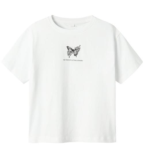 Name It T-shirt - NkfDane - Bright White m. Sommerfugl