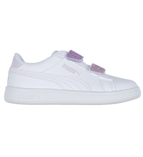 Puma Sko - Smash 3.0 L Glitter Velcro V PS - White/Lavender Aler