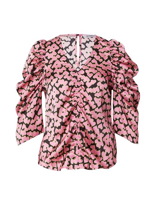 co'couture Bluse 'Flashy'  neongul / lys pink / sort