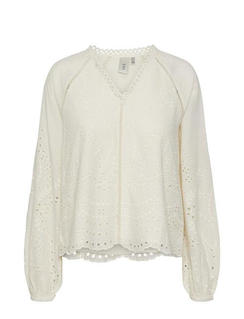 Se Yasluma Ls V-Neck Top S. Noos YAS White ved Booztlet