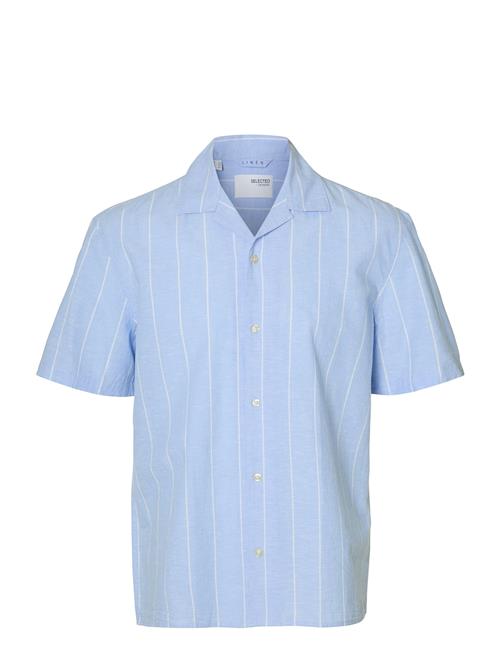 Slhrelaxnew-Linen Shirt Ss Resort Selected Homme Blue