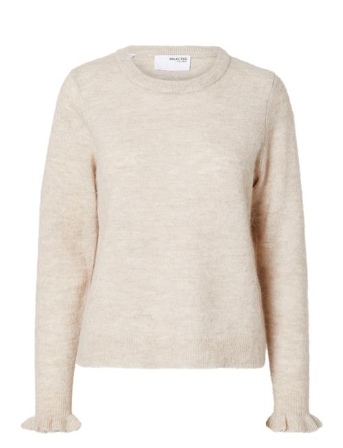 Slflulu Ls Knit Frill Cuff O-Neck Noos Selected Cream