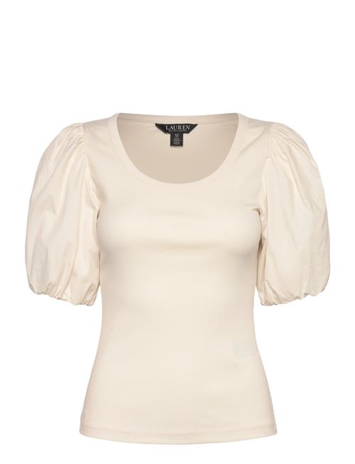 Stretch Cotton Balloon-Sleeve Tee Lauren Ralph Lauren Cream