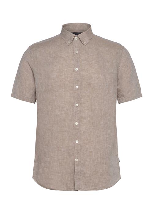 Soft Linen Shirt S/S - Modern Fit Lindbergh Black Beige