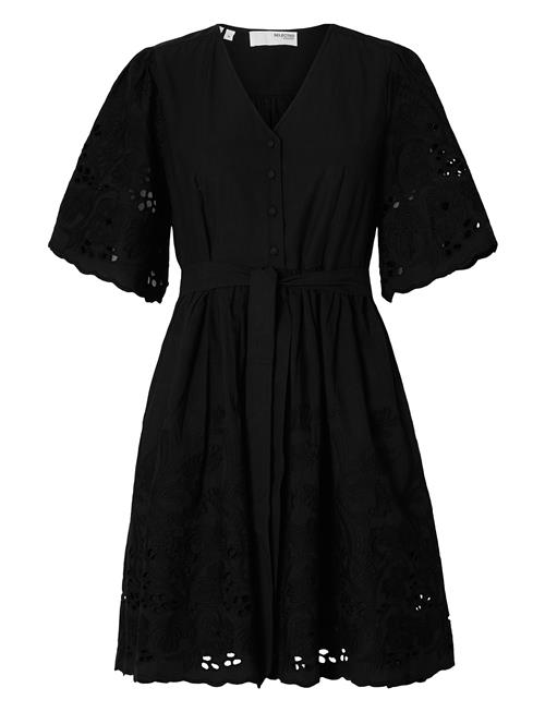 Slfdahlia Ss Short Broderi Dress Noos Selected Black