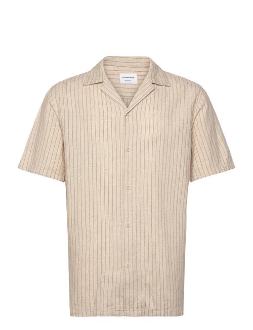 Striped Linen Blend Shirt S/S Lindbergh Beige