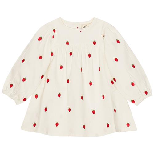 Flöss Cora Kjole White Denim Berry 98 cm  Hvid  98 cm  kvinde