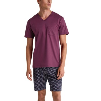 Calida Relax Streamline V-neck Short Pyjama Vinrød  bomuld Small Herre