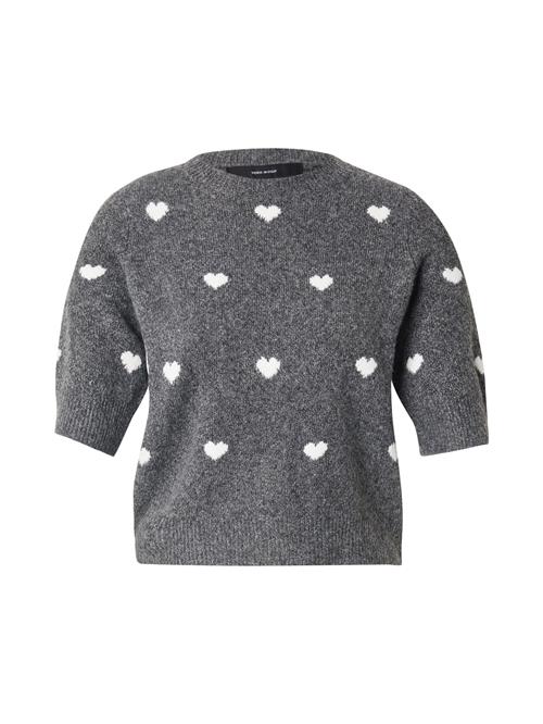 Se VERO MODA Pullover 'DOFFY INTARSIA'  mørkegrå / hvid ved About You