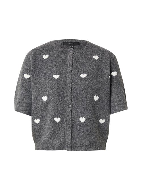 VERO MODA Cardigan 'DOFFY INTARSIA'  mørkegrå / hvid