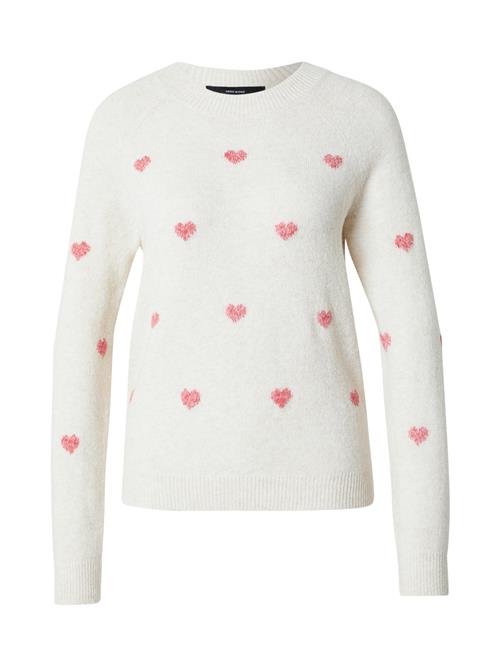 VERO MODA Pullover 'DOFFY INTARSIA'  creme / rødmeleret