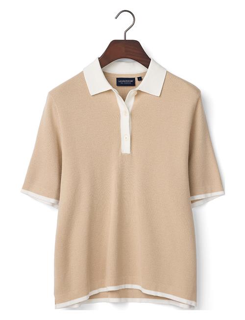 Se Full Milano Short Sleeve Knitted Polo Lexington Clothing Beige ved Booztlet