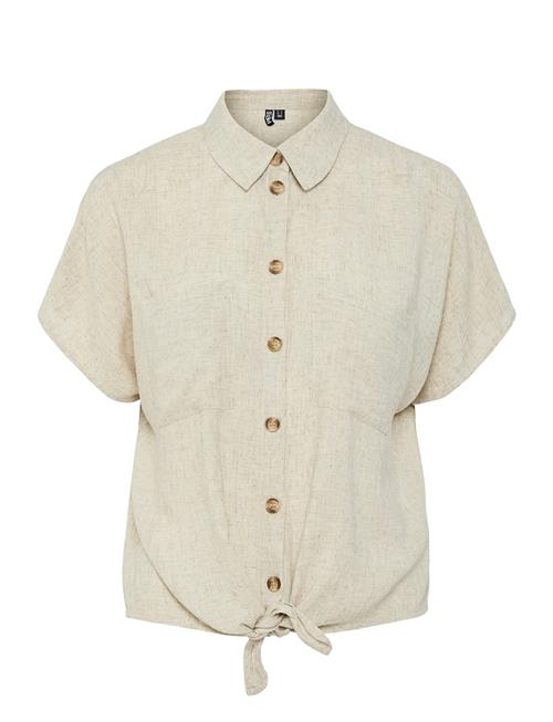 Pcpia Ss Tie Shirt Wvn Noos Pieces Beige